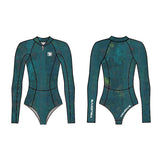 Turquoise Snake Skin Pattern Backless Bikini Wetsuit