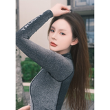 Black Bling Series Longsleeve Backless Bikini Wetsuit