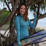 Turquoise Snake Skin Pattern Backless Bikini Wetsuit