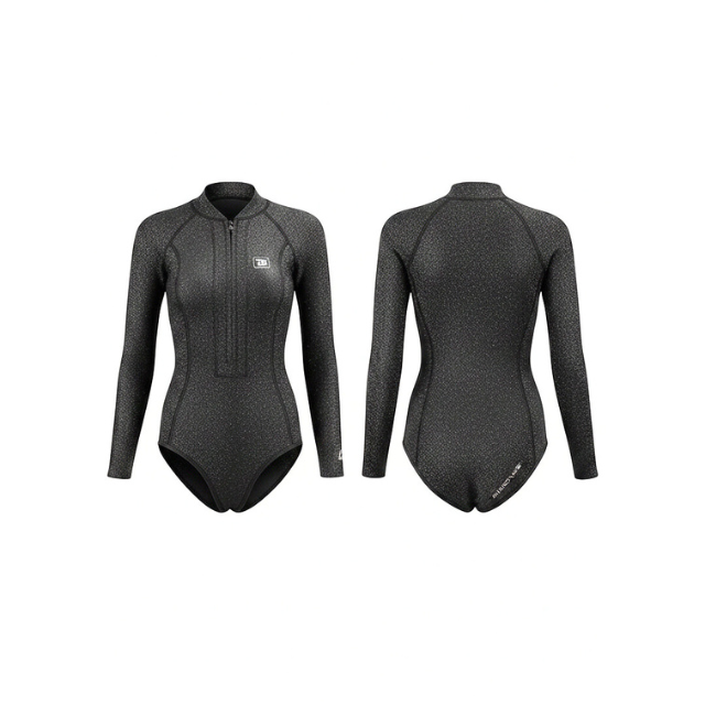 Black Bling Series Longsleeve Backless Bikini Wetsuit