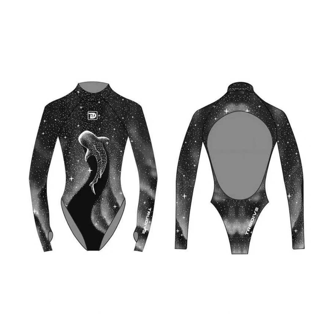 Monochrome Starry Whale Shark Bikini Wetsuit