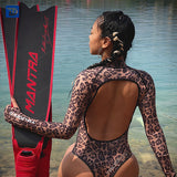  Trudive-Leopard Bikini Backless Wetsuit