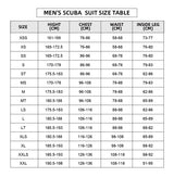 Trudive Men's Scuba Suit Size Chart