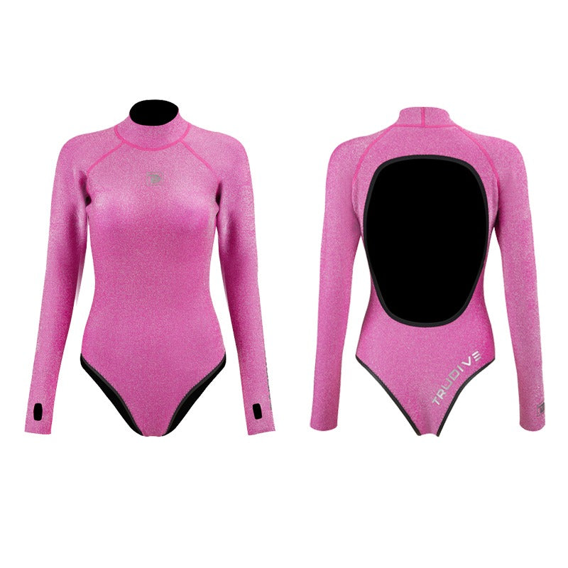  Trudive-Pink Bling Series Longsleeve Bikini Wetsuit