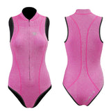  Trudive-Pink Bling Series Sleeveless Front-Zipper Bikini Wetsuit